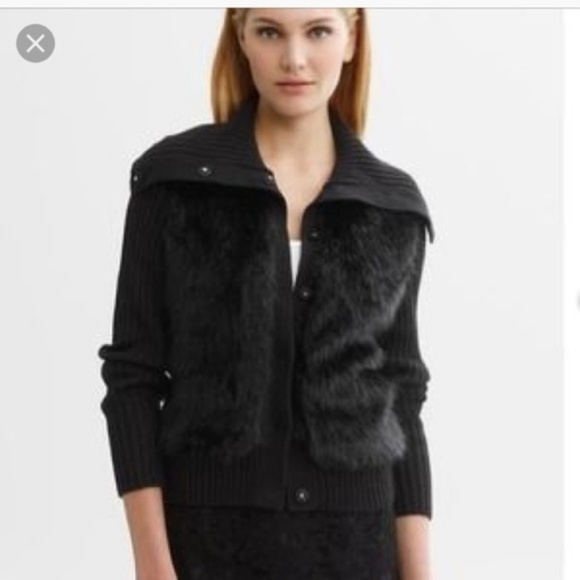 Banana Republic Jackets & Blazers - Banana Republic Faux Fur Sweater Jacket Ribbed